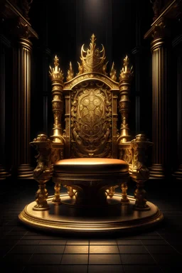 An empty throne with a golden crown on it