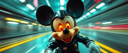 hi speed bad ass cyber punk mickey mouse with motion blurred background