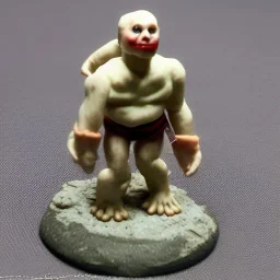 Flesh golem with white skin and bat face