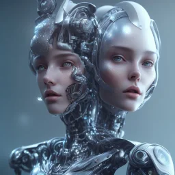  portrait,beautiful robot, realistic, intriacte detail, sci-fi fantasy style, volumetric lighting, particales,highly detailed,cinamatic,8k