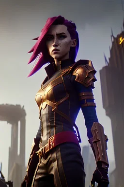 ultrarealistic, ruined city,__sci-fi futuristic armor__, __angles__, 18 year old woman, strikingly beautiful, red hair, _colour_, [__starlets__|__starlets__], (pale __skincolor__ skin:1.2), __camera__, _hair_, detailed face and eyes, medium breasts, leather choker, freckles, dynamic pose, resolved expression, __accessory__, strappy outfit, (straps:1.1), sword in scabard on left hip, (buckles, buttons, snaps, rings:1.0), haltertop style breastplate, detailed eyes, plump lips, sci-fi theme