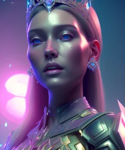 A portrait of a crystalised queen, atmospheric, realistic, unreal engine, cinematic lighting, octane render.