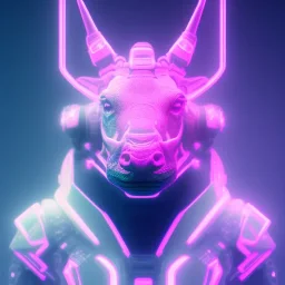 A beautiful portrait of a cyborg rhino pink neon color scheme, high key lighting, volumetric light high details psychedelic background