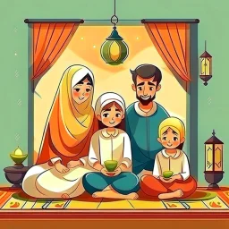 Muslim family in month of ramadan