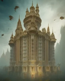 abandoned grand building near ocean, windows missing, 8k resolution, high-quality, fine-detail, intricate, baroque, detailed matte, digital art, volumetric lighting, illustration, 3D octane render, brian froud, howard lyon, selina french, anna dittmann, annie stokes, lisa parker, greg rutowski