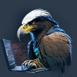 profile picture of a eagle as a hacker using computer
