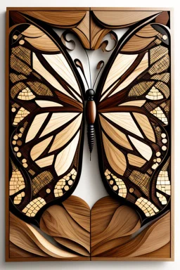 very beautiful butterfly wood mosaic