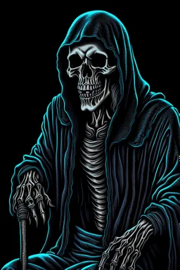 ultra high image quality, Grim Reaper, WEARING A 3 PIECE SUIT, POSED FOR DOLLAR BILL PORTRAIT, LINE TONE, WSJ STYLE, HEDCUT, Close-up of an set against AMOLED-worthy pure black backdrop, fantasy art style infused with filter, tailored for vertical wallpaper, exclusive design with no duplicates, radiating beauty suitable for a PC screen image, vivid colors, ultra fine, digital painting.