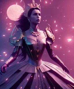 Fractal queen, full body, corset, deep colours, atmospheric, realistic, unreal engine, cinematic lighting, octane render, 8k.