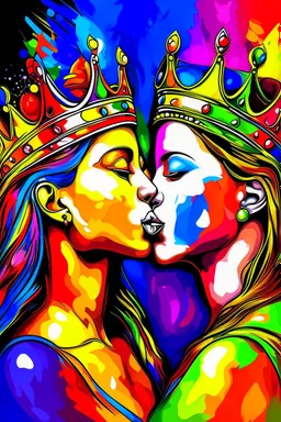 King and Queen, colorfull, loving, pretty, kissing,