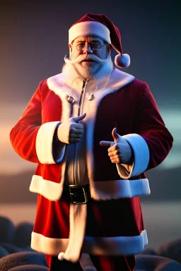 russel crowe dressed as santa claus, brett leonard, jeffrey wright, unreal 5, octane render, cinema4d, dynamic lighting, dramatic lighting, 4k, redshift render, highly detailed, hyper realistic