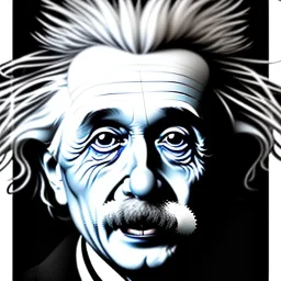 A portrait of Einstein, 3d, high detail, symbols, 4k, ray traing, render, future punk