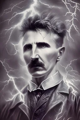 Generate for me Nicola Tesla who wieds lightning