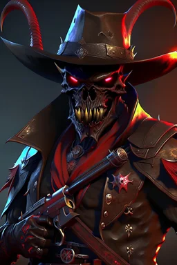 Gunslinger demon, photorealistic