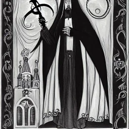  Nosferatu vampire with a tentacle beard as a Russian Orthodox