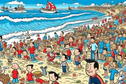 where's Wally but with elon musk big image beach