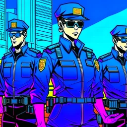 cyberpunk retro futuristic police for comics