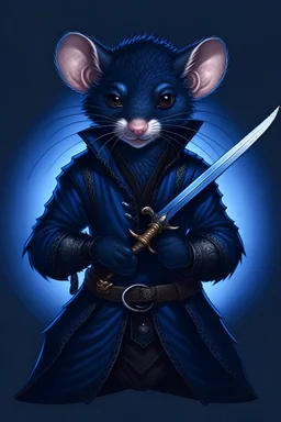Вор крыса с голубыми глазами в темной одежде с кинжалами фентези