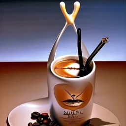 café pintado por dalí