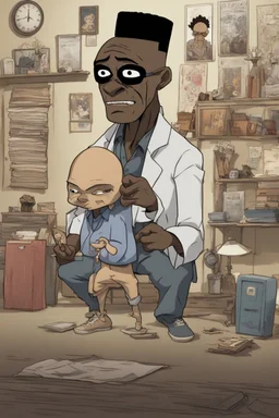 The Boondocks in the style of Coraline, Uncle Ruckus being the antagonist.