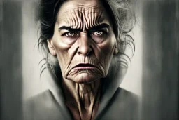 Portrait of an angry woman whose generations are all gone.