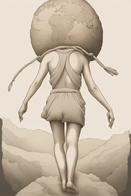 a woman carrying the weight of the earth on her back like Atlas