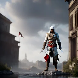 a assassin's creed character RONALDO , highly detailed, 3d render , movie poster