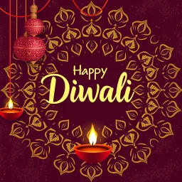 Diwali Celebration Decorations With Maroon And Golden Grunge Mandala Background.