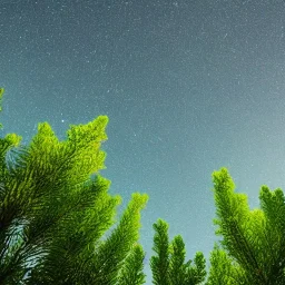 green plants against a stary sky