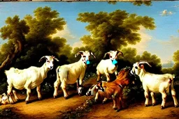 Goats on a farm rococo