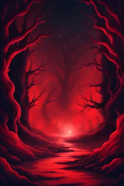 The background of the design is a mysterious and terrifying red color at night without people