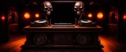 DJ of the damnded, insanely detailed DJ booth in hell, MID set, speakers and equipment made of bone, anatomically correct, add more skulls in th audience, photorealism, vray, 8k 3d https://stablecog.com/generate?o=a67b60e0-edd2-418d-9744-d1d585055d7f