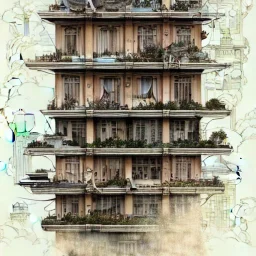 A whole city in a towe+modular house+house over house"+Beaux Arts architecture+palladio+detailed facades biopunk+Bueno Aires+turin+trieste+ +Book illustration by Gediminas Pranckevičius, Jean Baptiste Monge, Brian Kesinger, Anton fadeev, Kilian Eng, strong lines, high contrast vibrant colors, highly detailed, 16k resolution, trending on behance