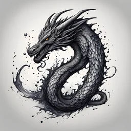 infinity shaped dragon eating its tail, splash ink style