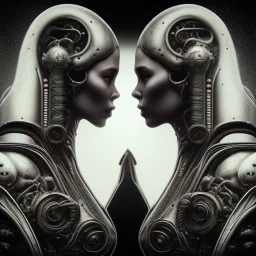 two viking girls kissing each other, hr giger, scary, steam punk, realistic, made in octane, cinematic, ultra-realistic, extremely detailed octane rendering, 8K, VRAY Super Real ar 2:3, dof photorealistic futuristic 50mm lens hard lighting dark gray tintype photograph, realistic lighting, sepia color