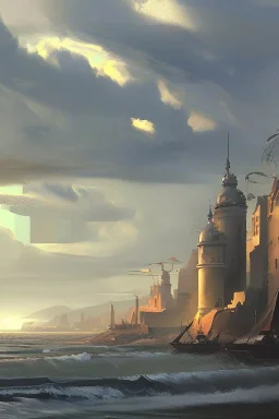 Can you make an old painting of a huge coastal city called matesolles..make it look french