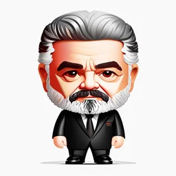 Retrato chibi gráfica vectorial full body de Luis Ignacio Lula da Silva presidente de Brasil, serio, calidad ultra, hiperdetallado, color blanco, y negro, full body