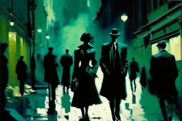 neo noir street, people, galaxy, edoaurd manet painting