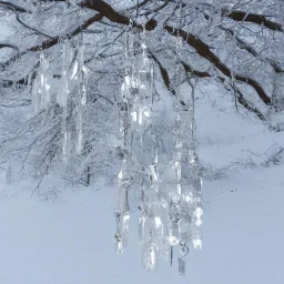 bells, glimmering, ice, crystals, winter landscape