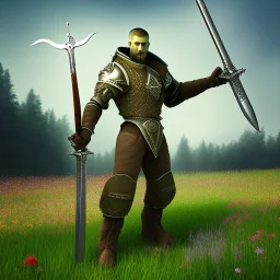 giant in meadow with sword