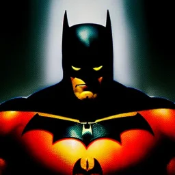 Ultra detailed fullbody Portrait in oil on canvas of Batman wearing hulkbuster Black Armor,intense stare,extremely detailed digital painting, extremely detailed face,crystal clear Big eyes, mystical colors ,perfectly centered image, perfect composition, rim light, beautiful lighting,masterpiece,8k, stunning scene, raytracing, anatomically correct, in the style of robert e howard and Ken Kelley and Ohrai Noriyoshi and Simon Bisley and tomzj1