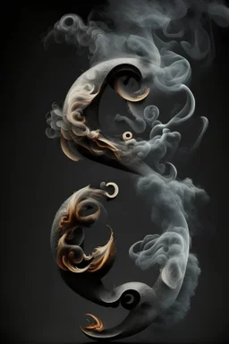 full ampersand with tail made out of smoke