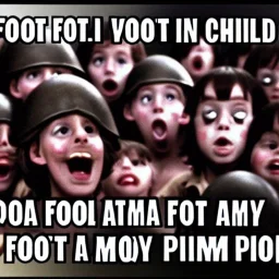 A foot falling down from the sky onto an army of children, in the style of Monty Python