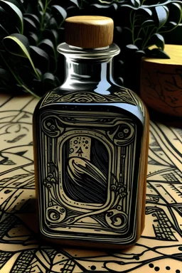 Linocut potion to provide confidence and optimism