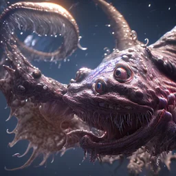 fluid ink angler fish creature, unreal engine 5, 8k resolution, photorealistic, ultra detailed