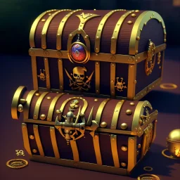 Pirate chest with jewels, steampunk, unreal 5, octane render, cinema4d, dynamic lighting, dramatic lighting, 4k, redshift render, highly detailed, hyper realistic,