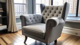 Just got a new chair for my living room! It's so comfy and stylish, perfect for relaxing by the window with a view of the city skyline. #furniture #indoor
