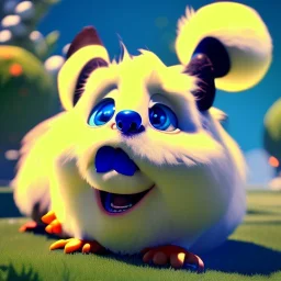 cute disney animation style fluff ball, 8k resolution, ultra hyperdetailed, Unreal Engine 5, very small details, realistic, normal colours, realistic lighting, complex 3d render, cinema 4d