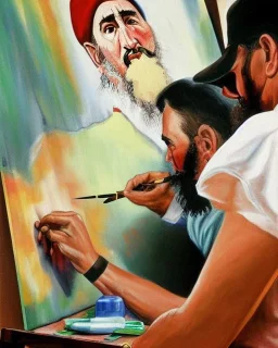 Fidel Castro painting a canvas