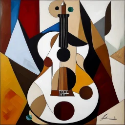 picasso gitaar bruin cubisme